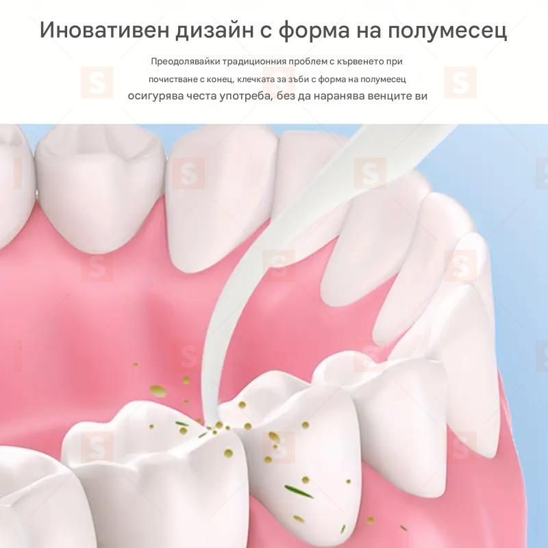 50 бр. Преносима зъбна нишка за дълбоко почистване – Еднократна, хигиенична и лесна за използване, идеална за правилна устна хигиена у дома и в движение. Компактна опаковка за пътуване, осигуряваща свеж дъх и здрави зъби навсякъде.